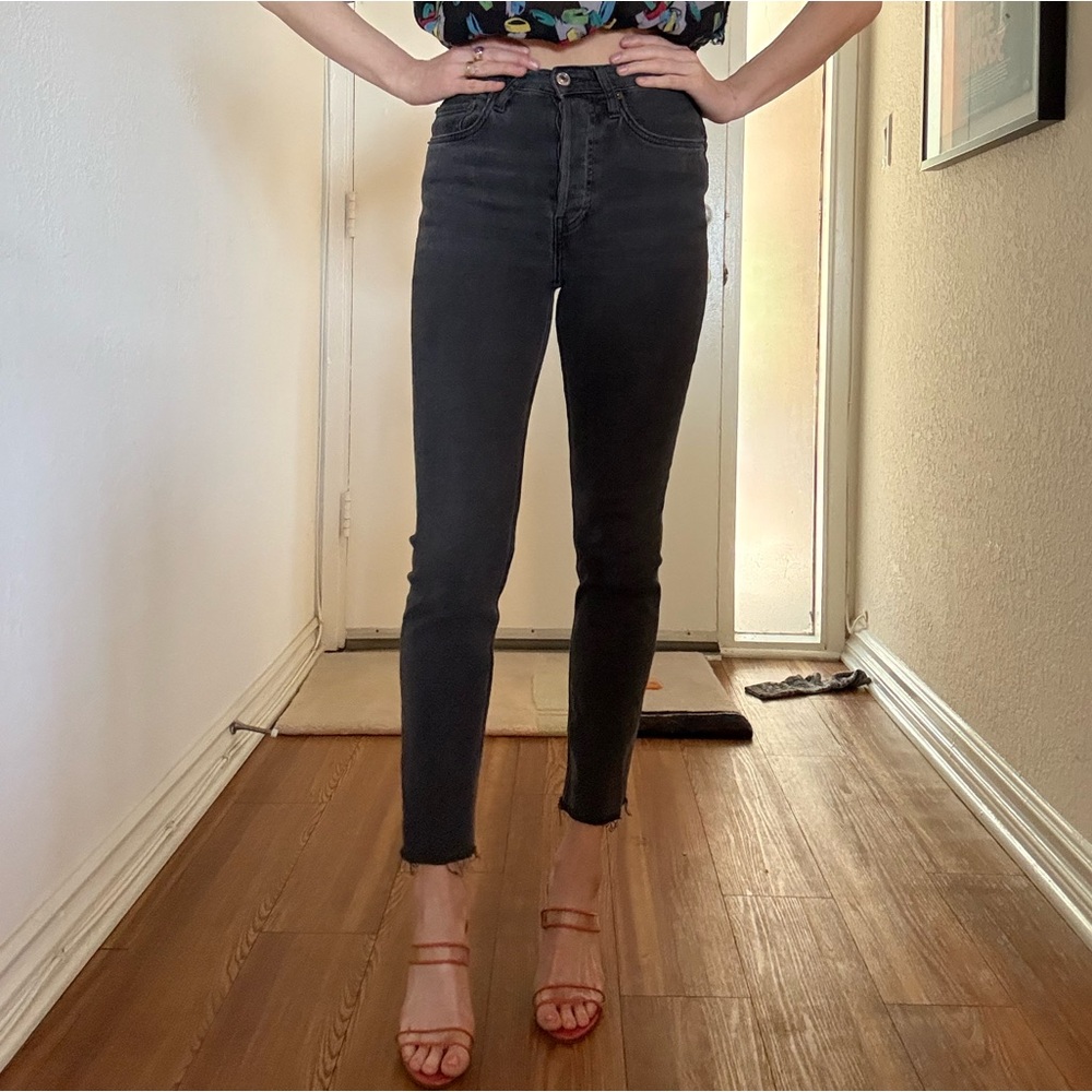 Re/done High-Waisted Black Skinny Jeans